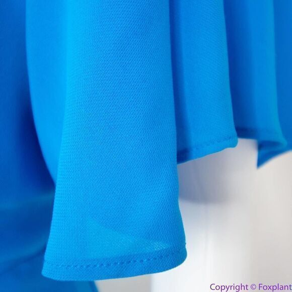 ADRIANNA PAPELL Blue Twist Front High low Flutter Sleeve Fit Flare Dress, 14W - Picture 10 of 16